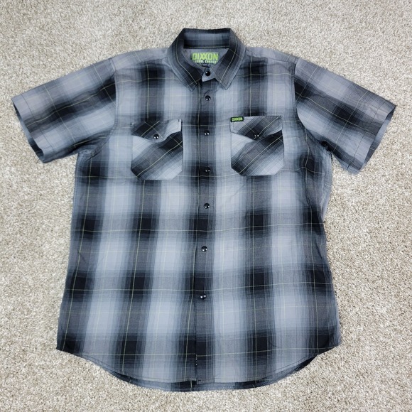 Dixxon Flannel Company End Of The Tunnel Mens Large Black Plaid Pearl Snap SS - Picture 2 of 6